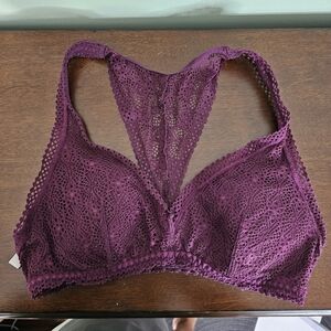 Victorias Secret‎ PINK lace bralete eyelet bra Plum Purple Medium